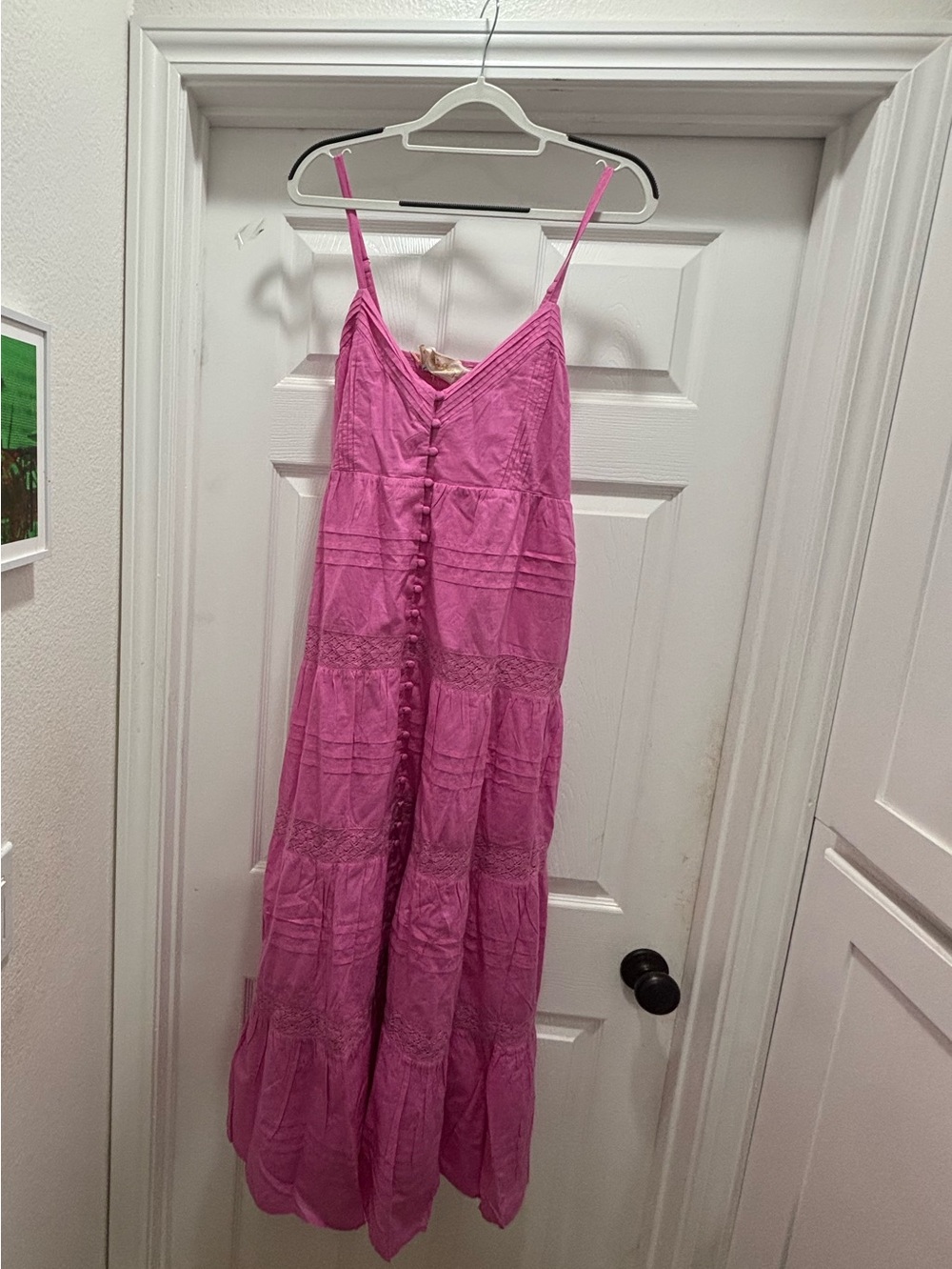 Jen's Pirate Booty Bright Pink Tiered Button-Front Dress